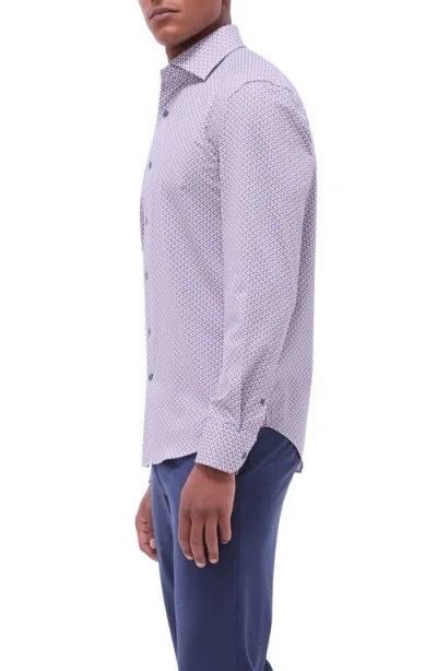 Bugatchi Devon Ooohcotton® Herringbone Print Button-up Shirt In Jaffa