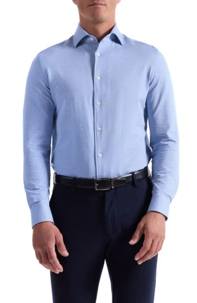 Bugatchi Devon Ooohcotton® Houndstooth Button-up Shirt In Blue