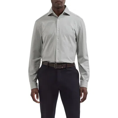 Bugatchi Devon Ooohcotton® Houndstooth Button-up Shirt In Gray