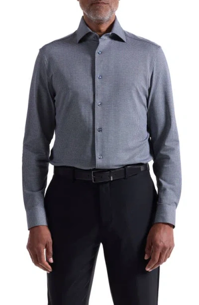 Bugatchi Devon Ooohcotton® Houndstooth Button-up Shirt In Blue
