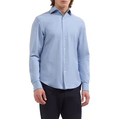 Bugatchi Devon Ooohcotton® Houndstooth Button-up Shirt In Blue