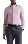 Bugatchi Devon Ooohcotton® Houndstooth Button-up Shirt In Pink