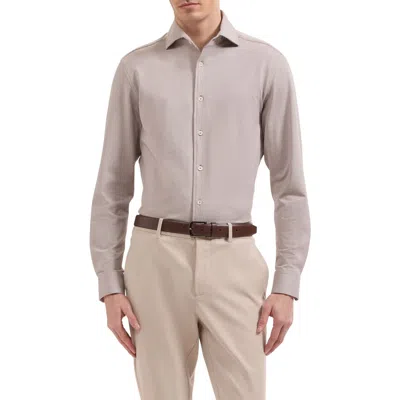 Bugatchi Devon Ooohcotton® Houndstooth Button-up Shirt In Neutral