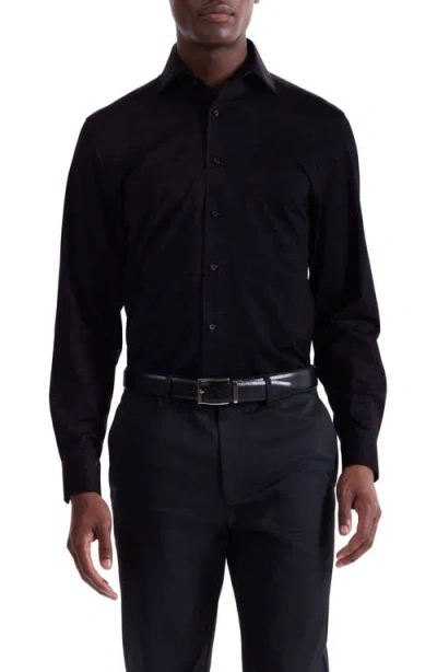 Bugatchi Devon Ooohcotton® Mélange Button-up Shirt In Black