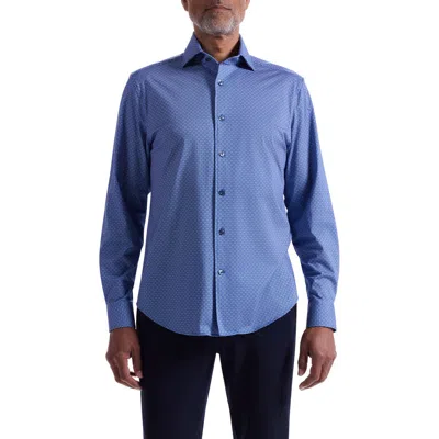 Bugatchi Devon Ooohcotton® Mosaic Print Button-up Shirt In Blue