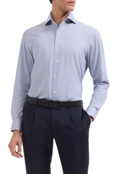Bugatchi Devon Ooohcotton® Optical Grid Print Button-up Shirt In Blue
