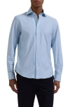 Bugatchi Devon Ooohcotton® Optical Grid Print Button-up Shirt In Blue
