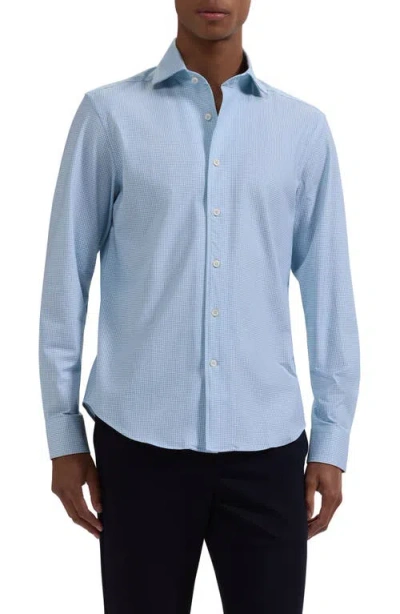 Bugatchi Devon Ooohcotton® Optical Grid Print Button-up Shirt In Blue