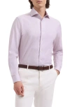 Bugatchi Devon Ooohcotton® Optical Grid Print Button-up Shirt In Purple