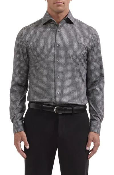 Bugatchi Devon Ooohcotton® Print Button-up Shirt In Gray