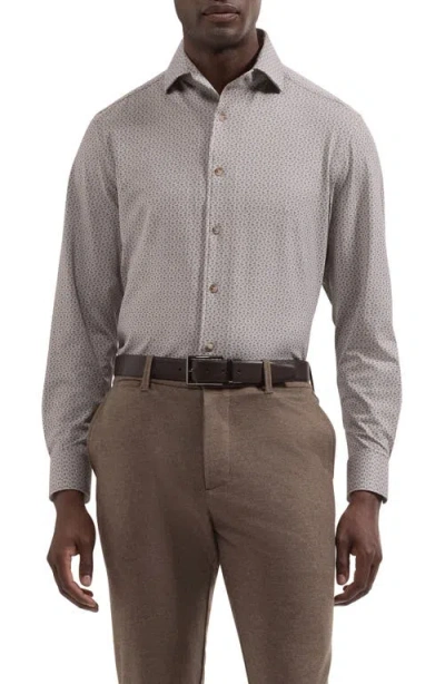 Bugatchi Devon Ooohcotton® Print Button-up Shirt In Gray
