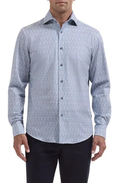 Bugatchi Devon Ooohcotton® Print Button-up Shirt In Blue