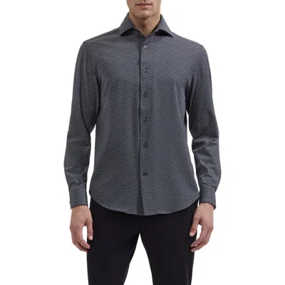 Bugatchi Devon Ooohcotton® Print Button-up Shirt In Gray