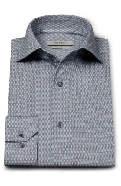 Bugatchi Devon Ooohcotton® Print Button-up Shirt In Gray