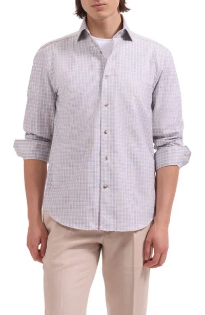 Bugatchi Devon Ooohcotton® Shadow Plaid Button-up Shirt In White