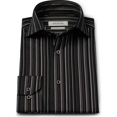 Bugatchi Devon Ooohcotton® Stripe Button-up Shirt In Black