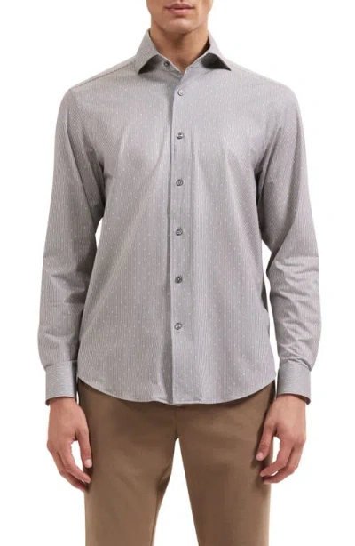 Bugatchi Devon Ooohcotton® Stripe Button-up Shirt In Gray
