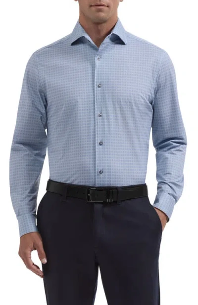 Bugatchi Devon Ooohcotton Tech Grid Stretch Shirt In Blue