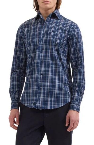Bugatchi Devon Plaid Long Sleeve Button-up Shirt In Blue