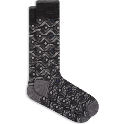 Bugatchi Diamond Cotton Blend Dress Socks In Black