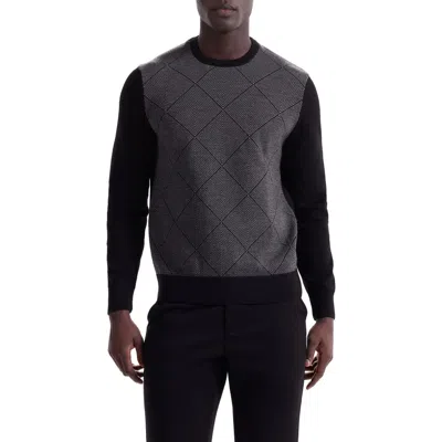 Bugatchi Diamond Merino Wool Sweater In Black