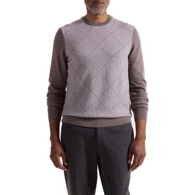 Bugatchi Diamond Merino Wool Sweater In Brown