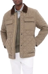 Bugatchi Diamond Quilted Field Jacket In Khaki
