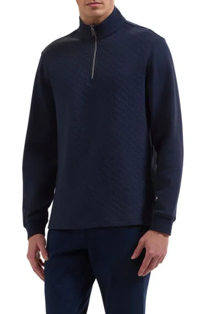 Bugatchi Diamond Quilted Quarter Zip Pullover In Animal Print