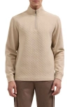 Bugatchi Diamond Quilted Quarter Zip Pullover In Neutral