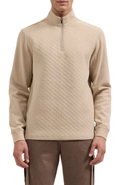 Bugatchi Diamond Quilted Quarter Zip Pullover In Neutral