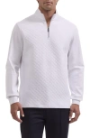 Bugatchi Waffle Quarter Zip Cotton Blend Pullover In Neutral