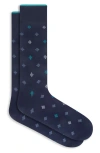 Bugatchi Dotted Mercerized Cotton Blend Dress Socks In Navy