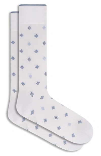 Bugatchi Dotted Mercerized Cotton Blend Dress Socks In Stone
