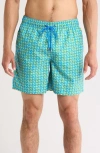 Bugatchi Fish Print Swim Trunks In Sun