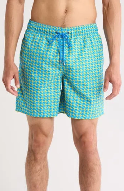 Bugatchi Fish Print Swim Trunks In Sun
