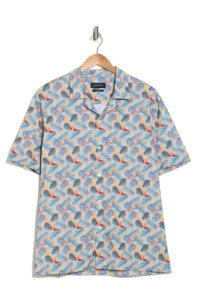 Bugatchi Flamingo Palm Short Sleeve Button-up Camp Shirt In Jaffa