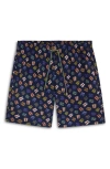Bugatchi Flip Flop Print Swim Trunks In Navy