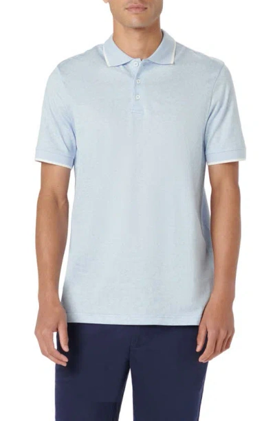 Bugatchi Floral Cotton & Linen Jacquard Polo In Sky