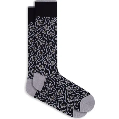 Bugatchi Floral Mercerized Cotton Blend Dress Socks In Animal Print