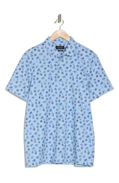 Bugatchi Floral Print Polo In Air Blue