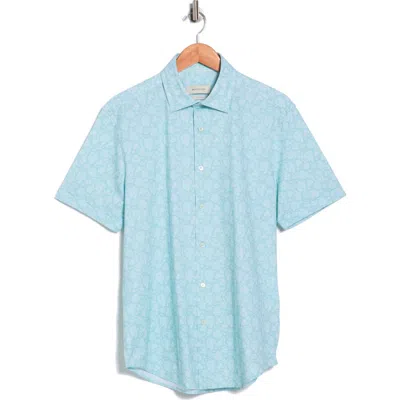 Bugatchi Floral Print Stretch Cotton Short Sleeve Button-up Shirt In Animal Print