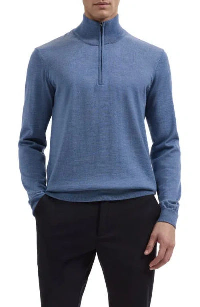 Bugatchi Fred Quarter Zip Merino Wool Sweater In Blue