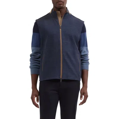 Bugatchi Full Zip Knit Vest In Blue