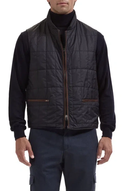 Bugatchi Full Zip Padded Vest In Black