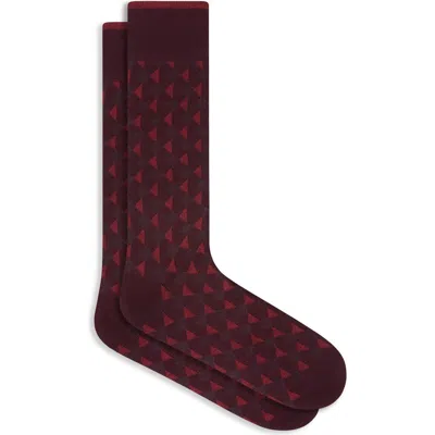 Bugatchi Geo Pattern Cotton Blend Dress Socks In Brown