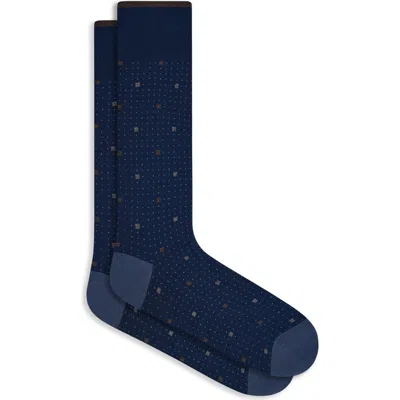 Bugatchi Geo Pattern Mercerized Cotton Blend Dress Socks In Blue