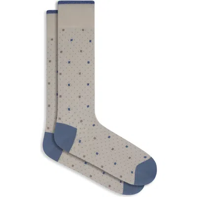 Bugatchi Geo Pattern Mercerized Cotton Blend Dress Socks In Gray