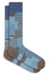 Bugatchi Geo Pattern Mercerized Cotton Blend Dress Socks In Blue