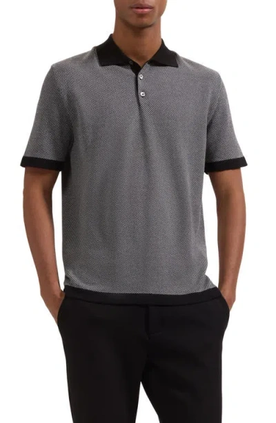 Bugatchi Geometric Jacquard Polo Sweater In Gray