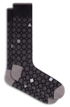 Bugatchi Geometric Mercerized Cotton Blend Dress Socks In Black